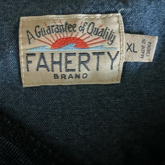 FAHERTY MEN’S BLUE COTTON LONG SLEEVE HENELY SHIRT SIZE XL - Picture 3 of 7